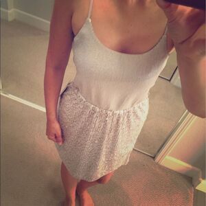 NWT Express Sequin Dress Silver Women's Size XS Mini $108